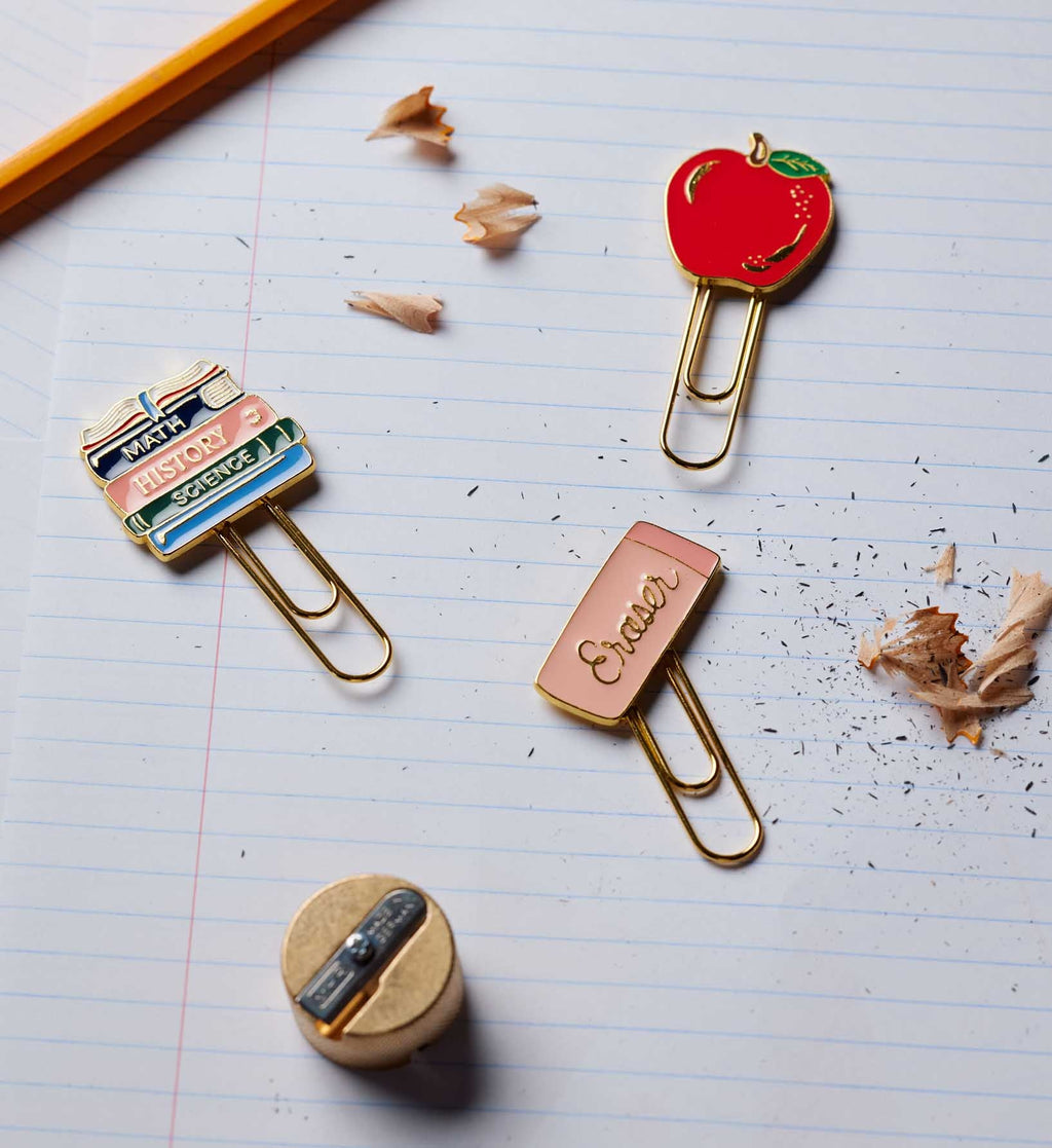 Enamel Paper Clip Set - Schoolhouse