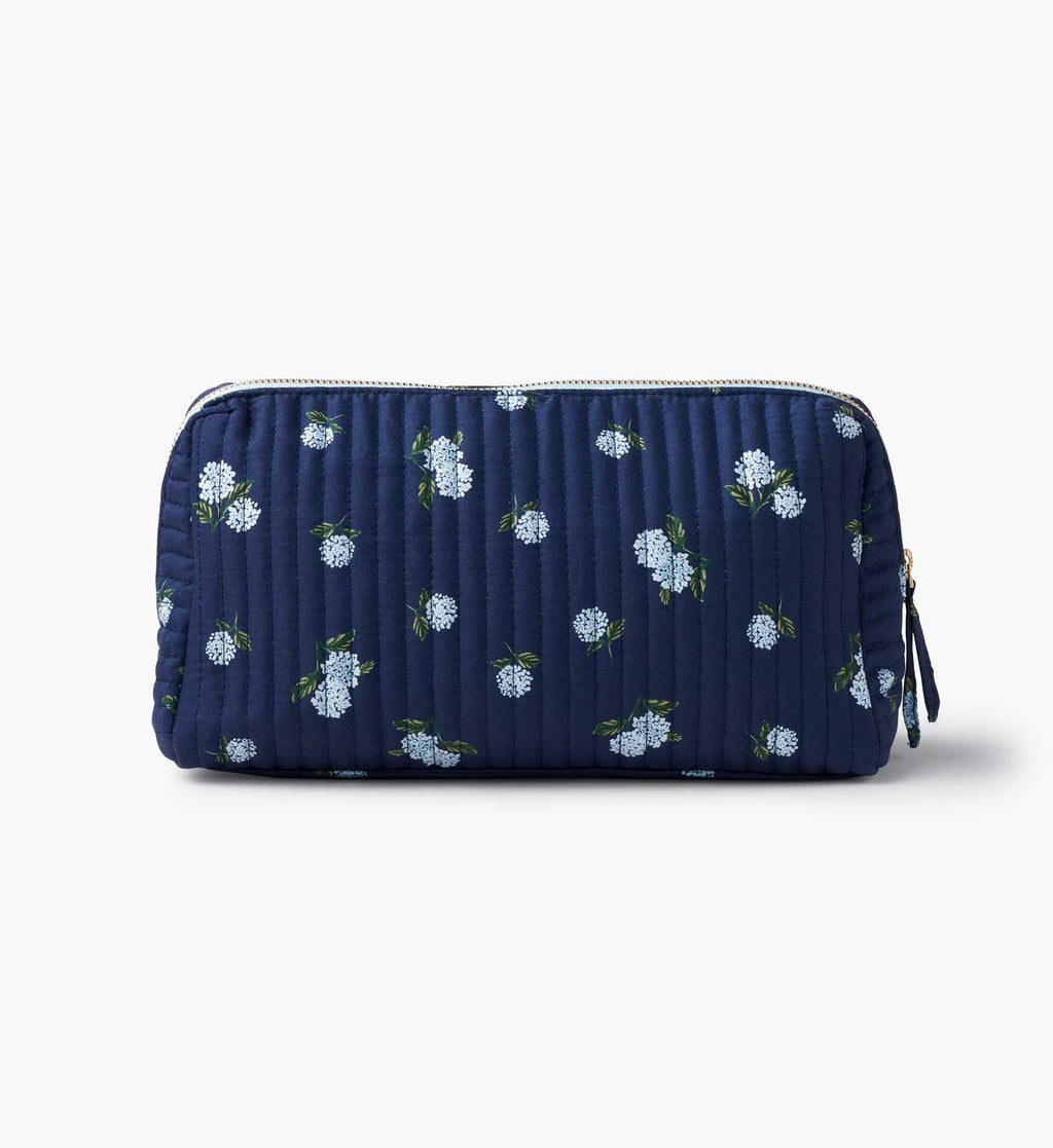 Quilted Large Cosmetic Pouch - Ditsy Hydrangea