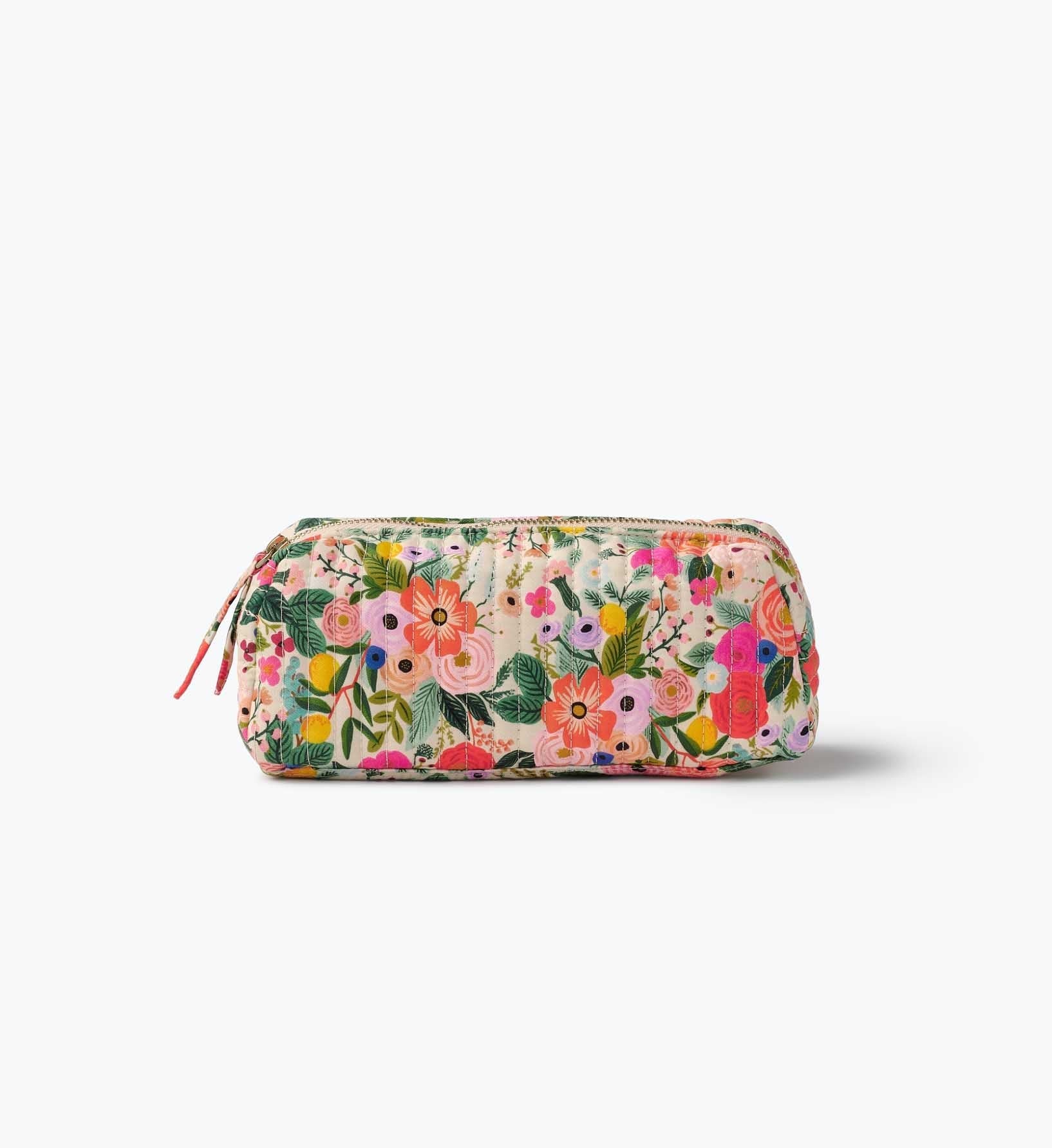 Quilted Small Cosmetic Pouch - Garden Party