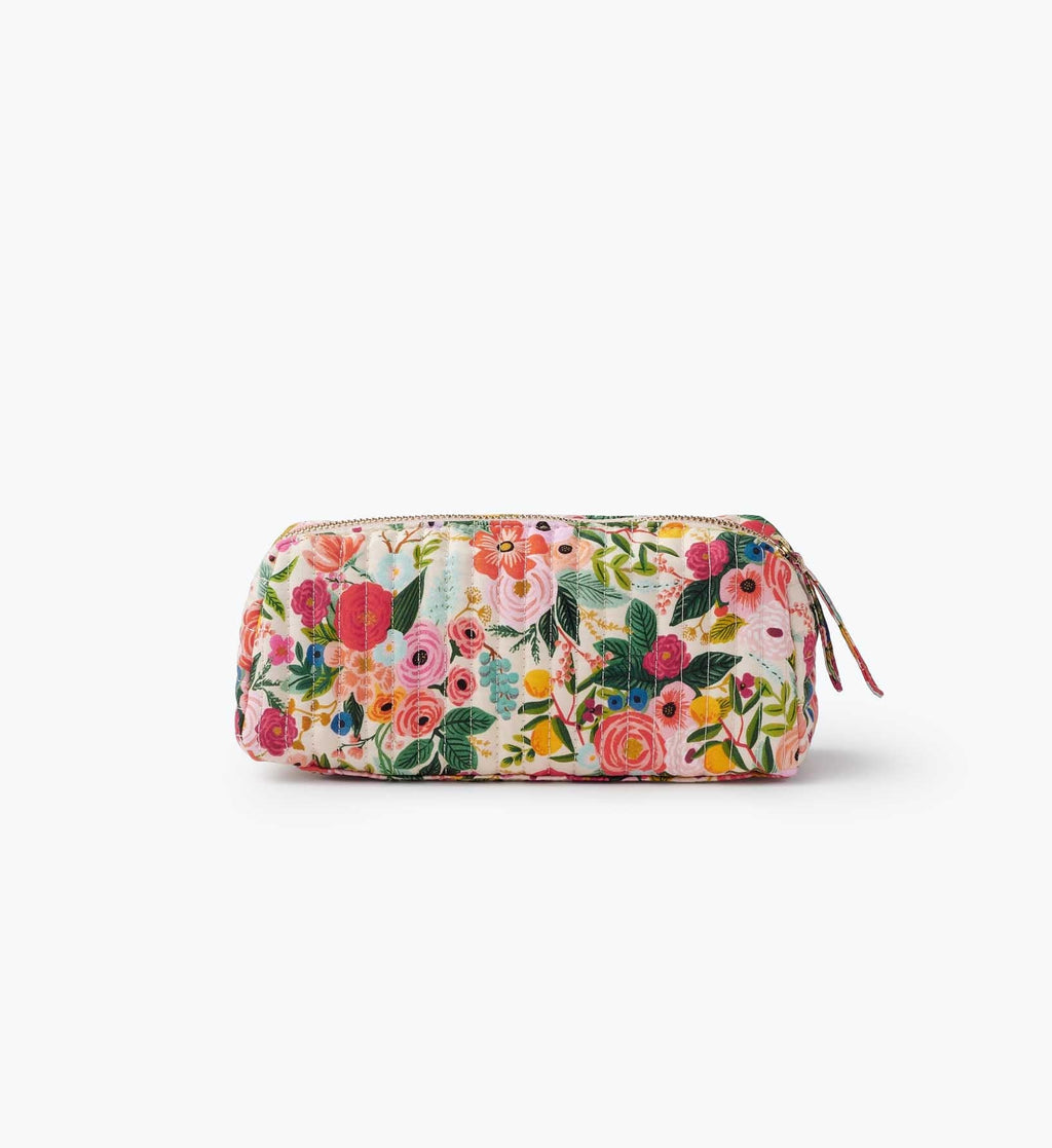 Quilted Small Cosmetic Pouch - Garden Party